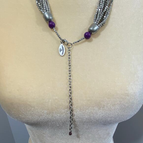Himalayan Gems Purple Silver Multi Strand Necklace Beaded - Picture 4 of 9